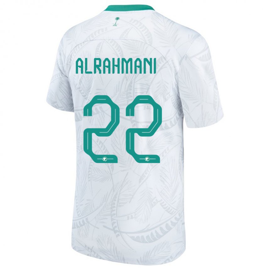 Hombre Camiseta Arabia Saudita Saleh Alrahmani #22 Blanco 1ª Equipación 22-24 La Camisa Chile