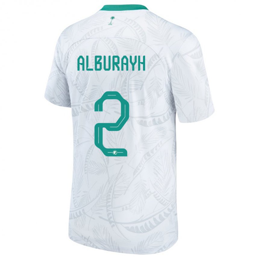 Hombre Camiseta Arabia Saudita Mahmood Alburayh #2 Blanco 1ª Equipación 22-24 La Camisa Chile