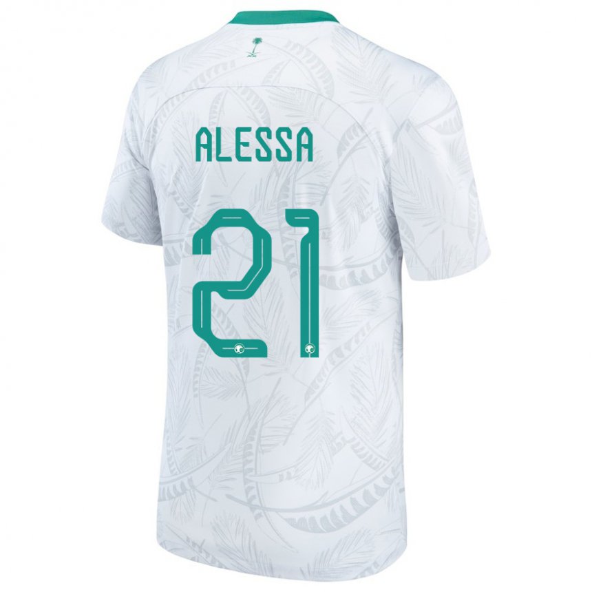 Hombre Camiseta Arabia Saudita Mohammed Alessa #21 Blanco 1ª Equipación 22-24 La Camisa Chile