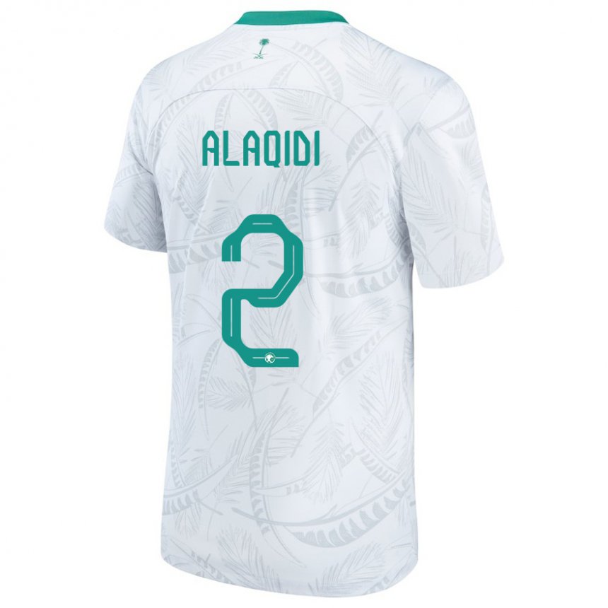 Hombre Camiseta Arabia Saudita Nawaf Alaqidi #2 Blanco 1ª Equipación 22-24 La Camisa Chile