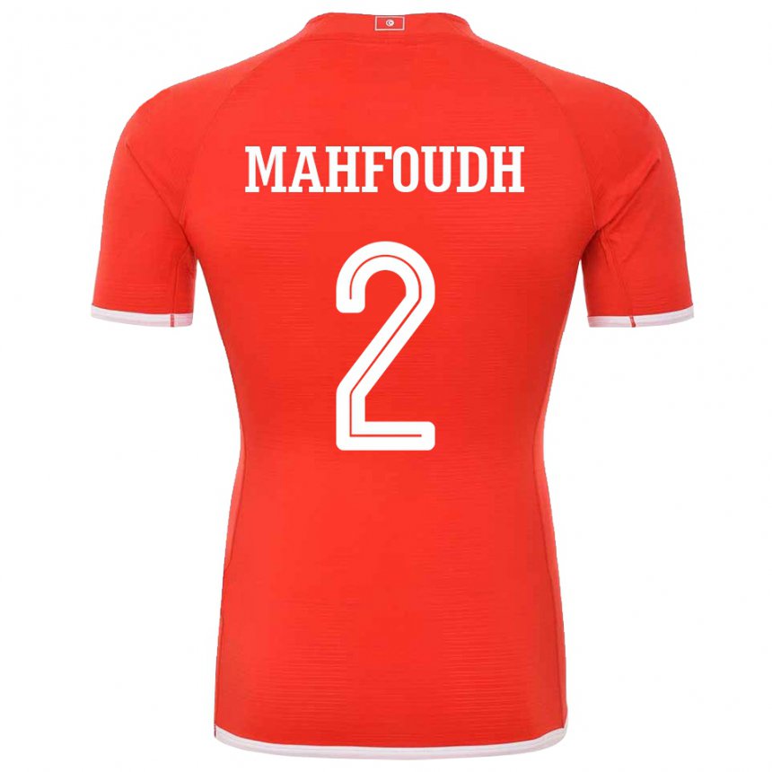 Hombre Camiseta Túnez Dhikra Mahfoudh #2 Rojo 1ª Equipación 22-24 La Camisa Chile