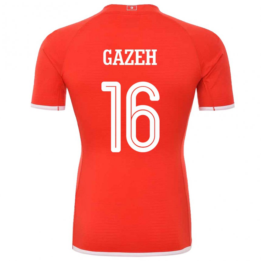 Hombre Camiseta Túnez Raed Gazeh #16 Rojo 1ª Equipación 22-24 La Camisa Chile