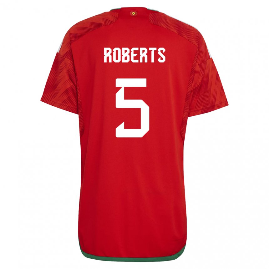 Hombre Camiseta Gales Rhiannon Roberts #5 Rojo 1ª Equipación 22-24 La Camisa Chile