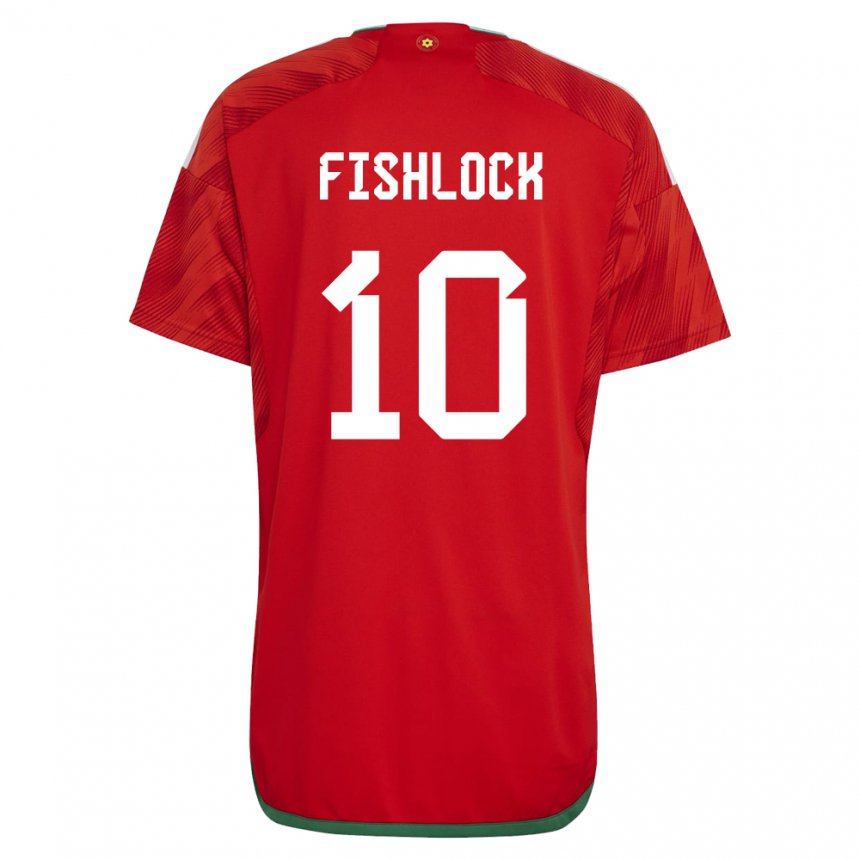 Hombre Camiseta Gales Jessica Fishlock #10 Rojo 1ª Equipación 22-24 La Camisa Chile