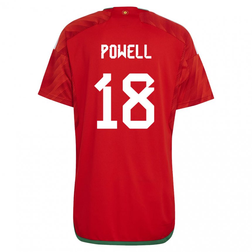 Hombre Camiseta Gales Ella Powell #18 Rojo 1ª Equipación 22-24 La Camisa Chile