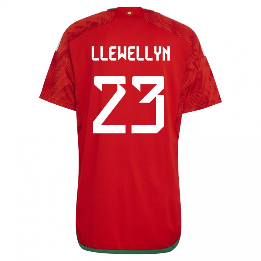 Hombre Camiseta Gales Ffion Llewellyn #23 Rojo 1ª Equipación 22-24 La Camisa Chile