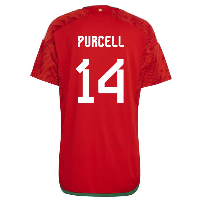 Hombre Camiseta Gales Benjamin Purcell #14 Rojo 1ª Equipación 22-24 La Camisa Chile