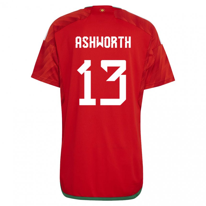 Hombre Camiseta Gales Fin Ashworth #13 Rojo 1ª Equipación 22-24 La Camisa Chile