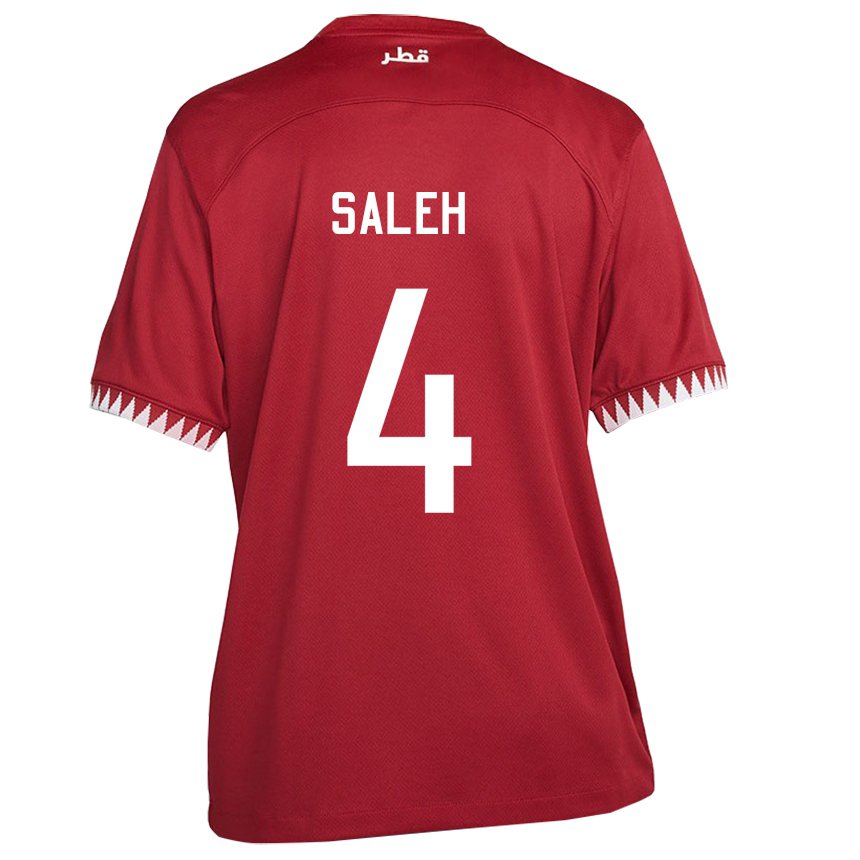 Hombre Camiseta Catar Hagar Saleh #4 Granate 1ª Equipación 22-24 La Camisa Chile