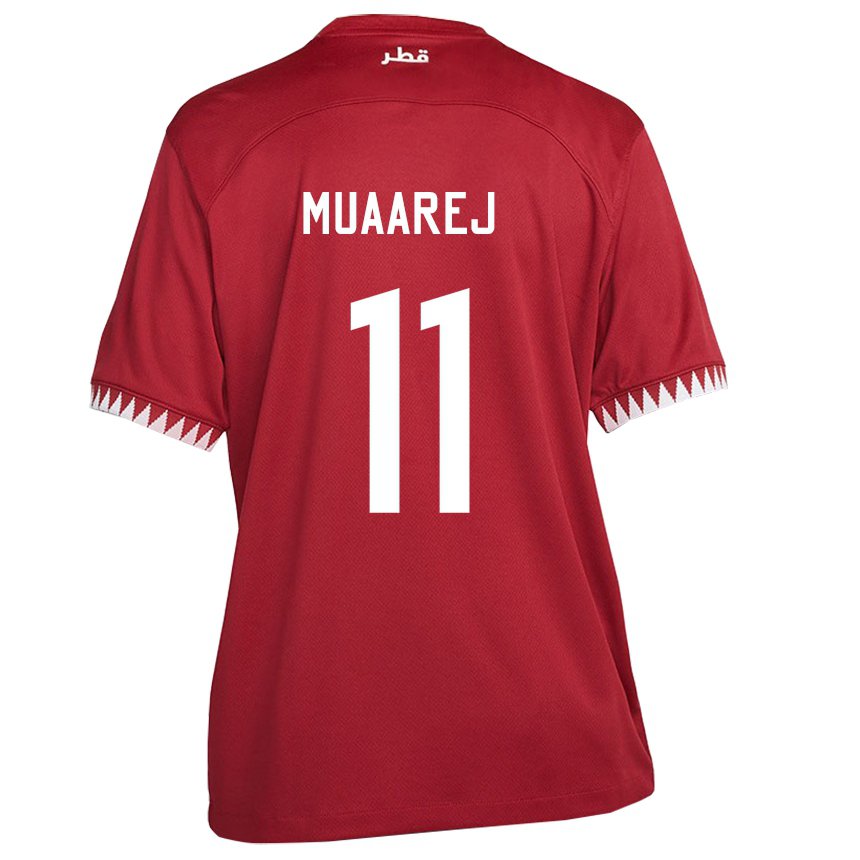 Hombre Camiseta Catar Mooza Muaarej #11 Granate 1ª Equipación 22-24 La Camisa Chile