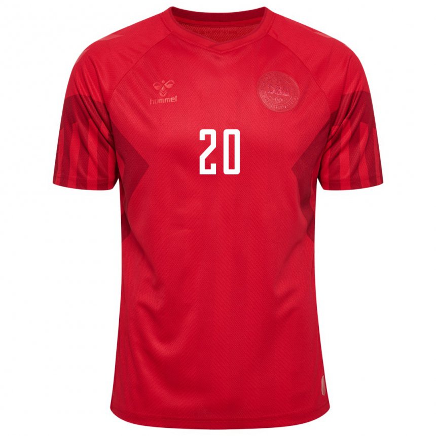 Hombre Camiseta Dinamarca Gustav Christensen #20 Rojo 1ª Equipación 22-24 La Camisa Chile