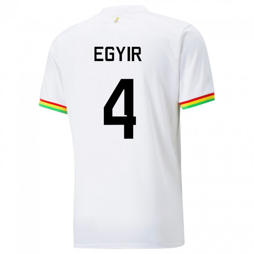 Hombre Camiseta Ghana Janet Egyir #4 Blanco 1ª Equipación 22-24 La Camisa Chile