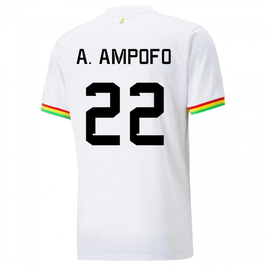 Hombre Camiseta Ghana Eugene Amankwah Ampofo #22 Blanco 1ª Equipación 22-24 La Camisa Chile