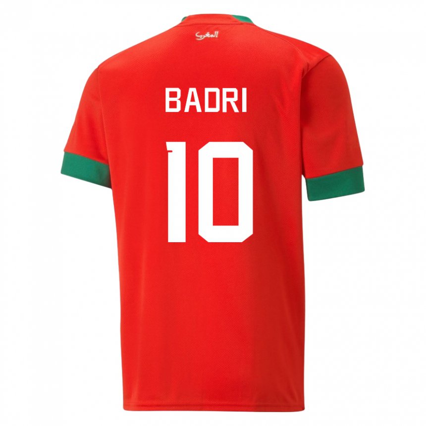 Hombre Camiseta Marruecos Najat Badri #10 Rojo 1ª Equipación 22-24 La Camisa Chile