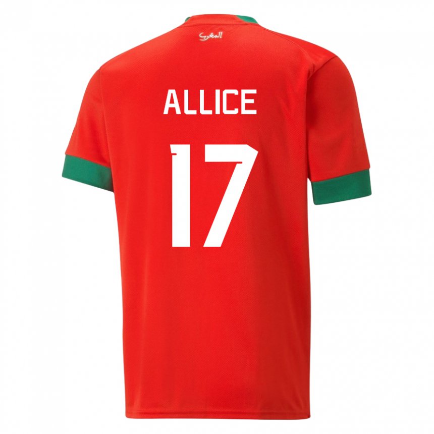 Hombre Camiseta Marruecos Eva Allice #17 Rojo 1ª Equipación 22-24 La Camisa Chile