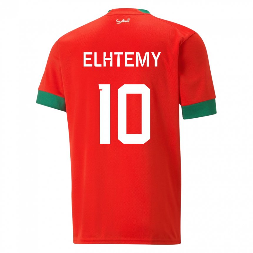 Hombre Camiseta Marruecos Mountassir Elhtemy #10 Rojo 1ª Equipación 22-24 La Camisa Chile