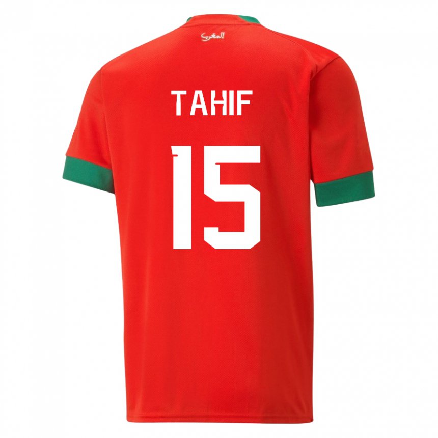 Hombre Camiseta Marruecos Adil Tahif #15 Rojo 1ª Equipación 22-24 La Camisa Chile