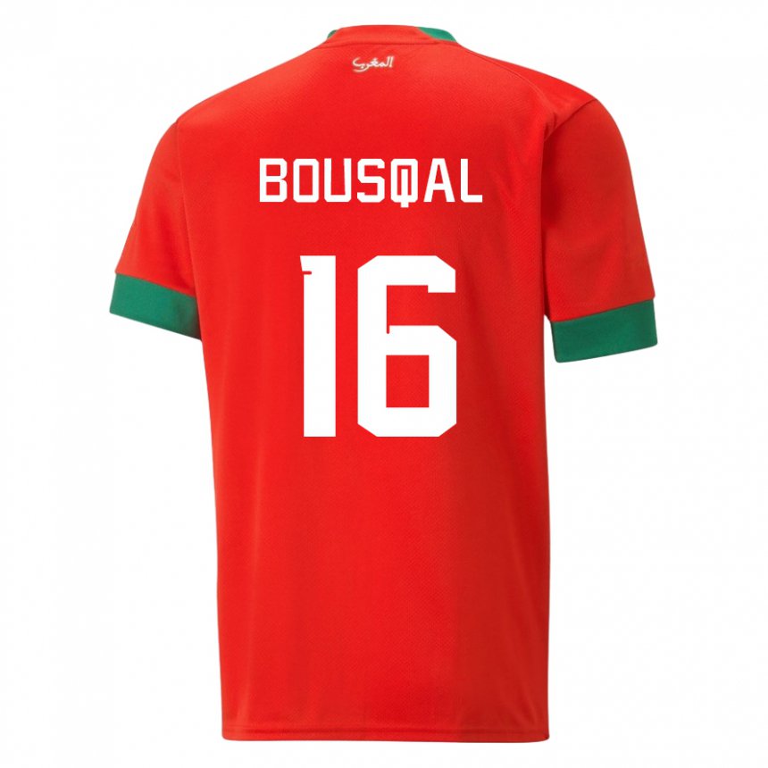 Hombre Camiseta Marruecos Hamza Bousqal #16 Rojo 1ª Equipación 22-24 La Camisa Chile