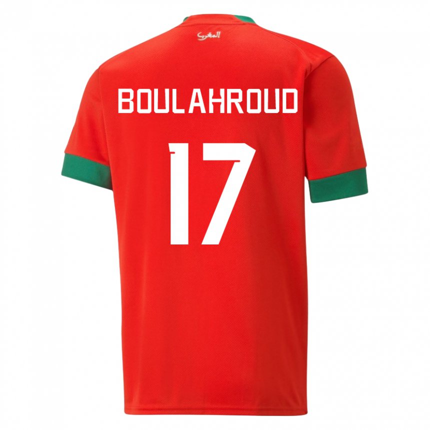 Hombre Camiseta Marruecos Charaf Eddine Boulahroud #17 Rojo 1ª Equipación 22-24 La Camisa Chile