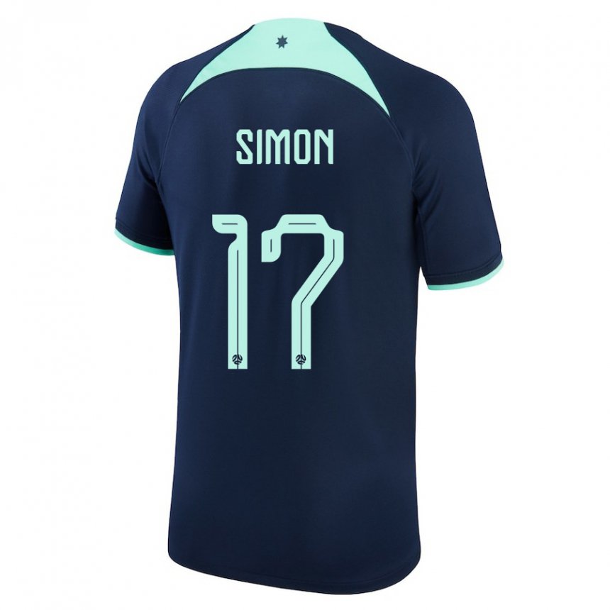 Hombre Camiseta Australia Kyah Simon #17 Azul Oscuro 2ª Equipación 22-24 La Camisa Chile