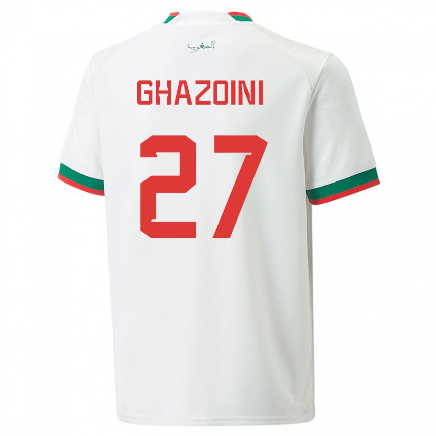 Hombre Camiseta Marruecos Amine Ghazoini #27 Blanco 2ª Equipación 22-24 La Camisa Chile