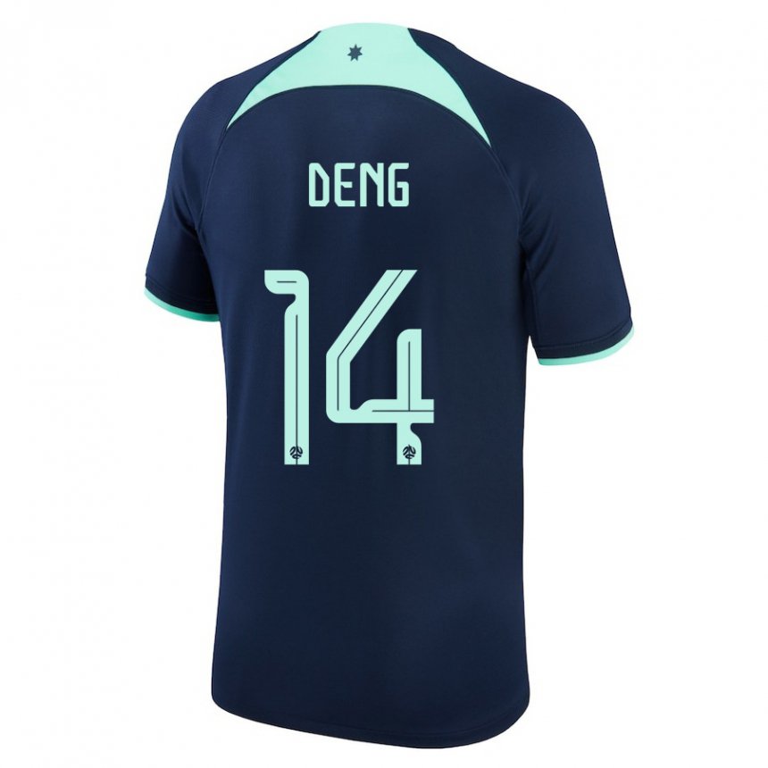 Hombre Camiseta Australia Thomas Deng #14 Azul Oscuro 2ª Equipación 22-24 La Camisa Chile