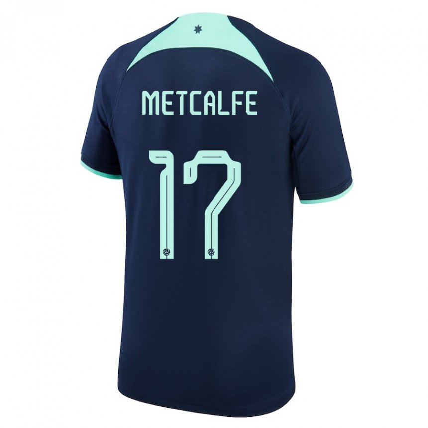 Hombre Camiseta Australia Conor Metcalfe #17 Azul Oscuro 2ª Equipación 22-24 La Camisa Chile