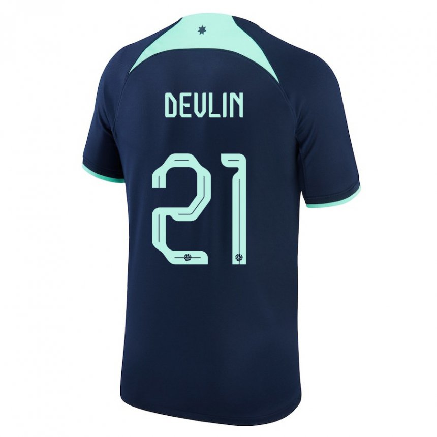 Hombre Camiseta Australia Cameron Devlin #21 Azul Oscuro 2ª Equipación 22-24 La Camisa Chile