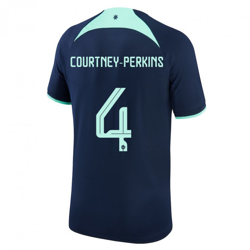 Hombre Camiseta Australia Jordan Courtney Perkins #4 Azul Oscuro 2ª Equipación 22-24 La Camisa Chile
