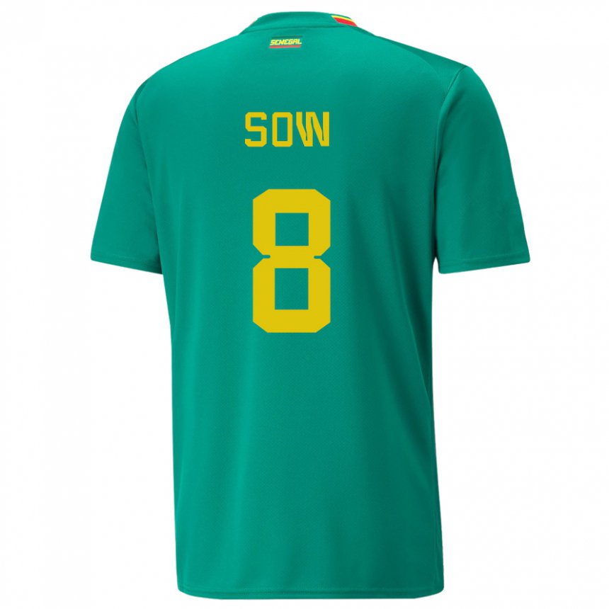 Hombre Camiseta Senegal Mbayang Sow #8 Verde 2ª Equipación 22-24 La Camisa Chile