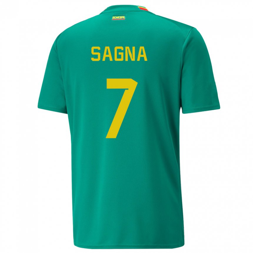 Hombre Camiseta Senegal Amadou Sagna #7 Verde 2ª Equipación 22-24 La Camisa Chile