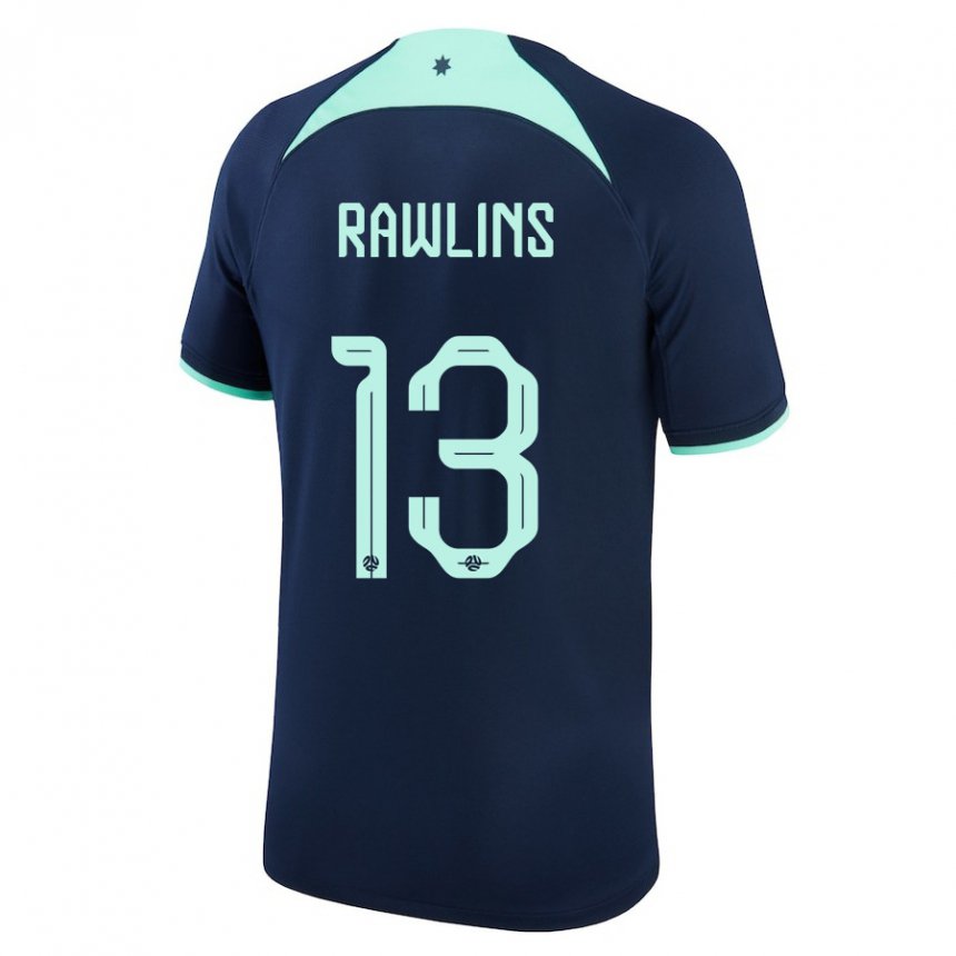 Hombre Camiseta Australia Joshua Rawlins #13 Azul Oscuro 2ª Equipación 22-24 La Camisa Chile