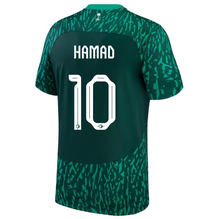 Hombre Camiseta Arabia Saudita Sarah Hamad #10 Verde Oscuro 2ª Equipación 22-24 La Camisa Chile