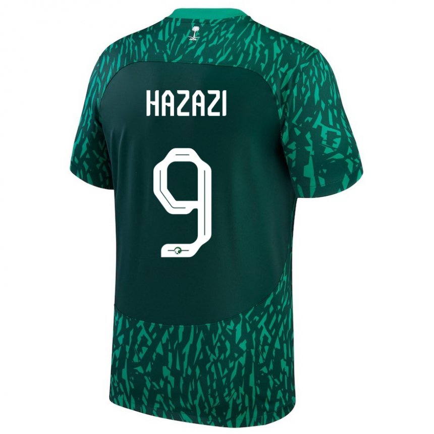 Hombre Camiseta Arabia Saudita Sulaiman Hazazi #9 Verde Oscuro 2ª Equipación 22-24 La Camisa Chile