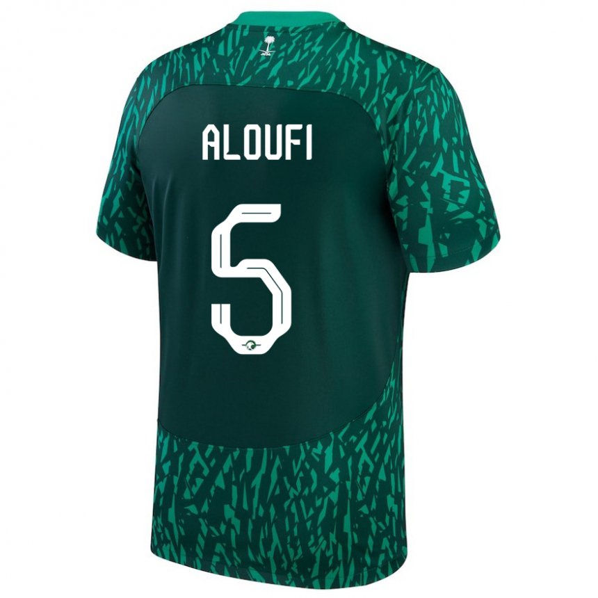 Hombre Camiseta Arabia Saudita Mohammed Aloufi #5 Verde Oscuro 2ª Equipación 22-24 La Camisa Chile