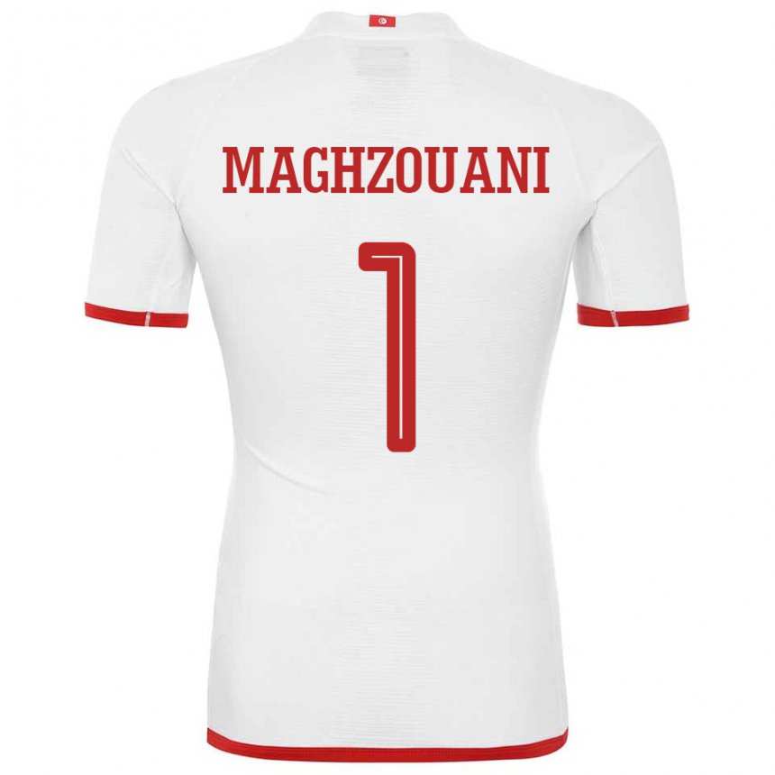 Hombre Camiseta Túnez Wassim Maghzouani #1 Blanco 2ª Equipación 22-24 La Camisa Chile