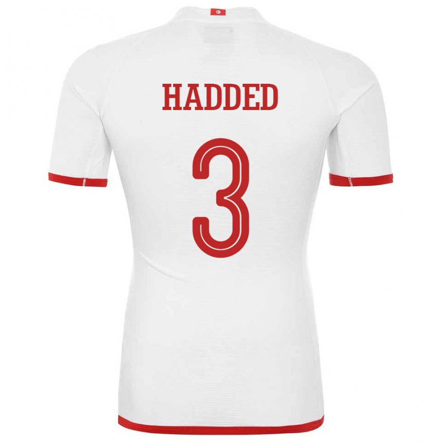 Hombre Camiseta Túnez Rayen Hadded #3 Blanco 2ª Equipación 22-24 La Camisa Chile