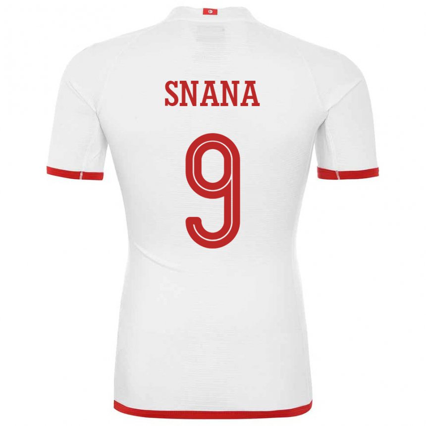 Hombre Camiseta Túnez Youssef Snana #9 Blanco 2ª Equipación 22-24 La Camisa Chile