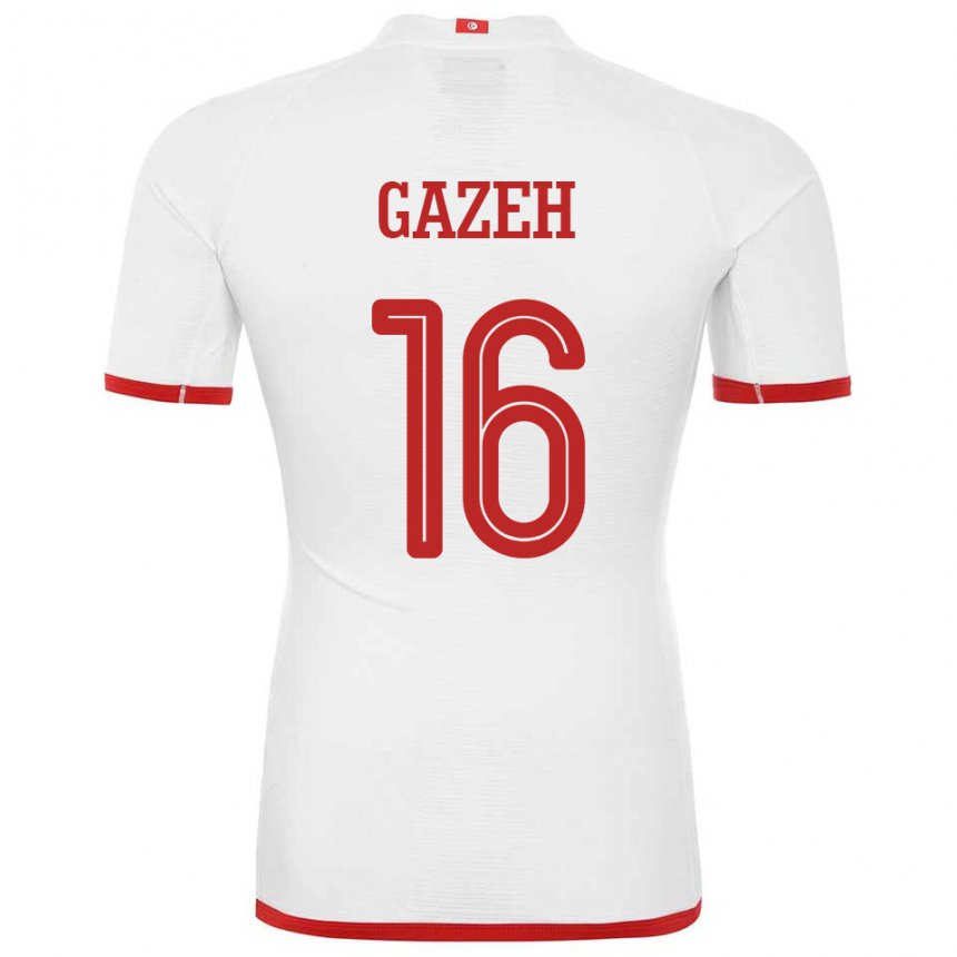 Hombre Camiseta Túnez Raed Gazeh #16 Blanco 2ª Equipación 22-24 La Camisa Chile