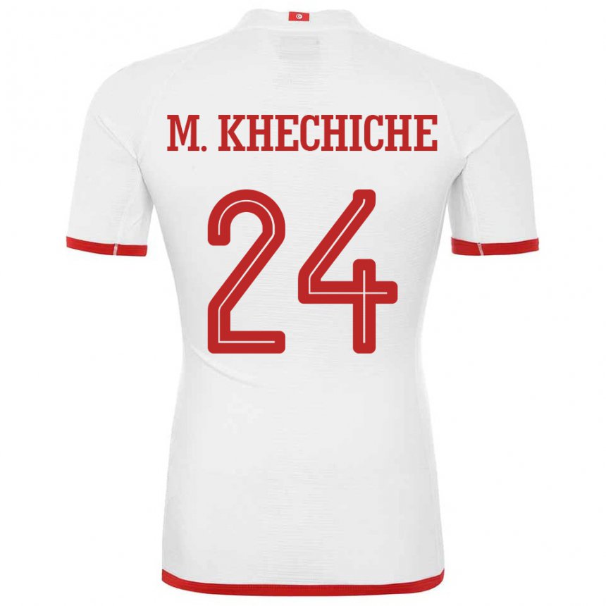 Hombre Camiseta Túnez Mohamed Amine Khechiche #24 Blanco 2ª Equipación 22-24 La Camisa Chile