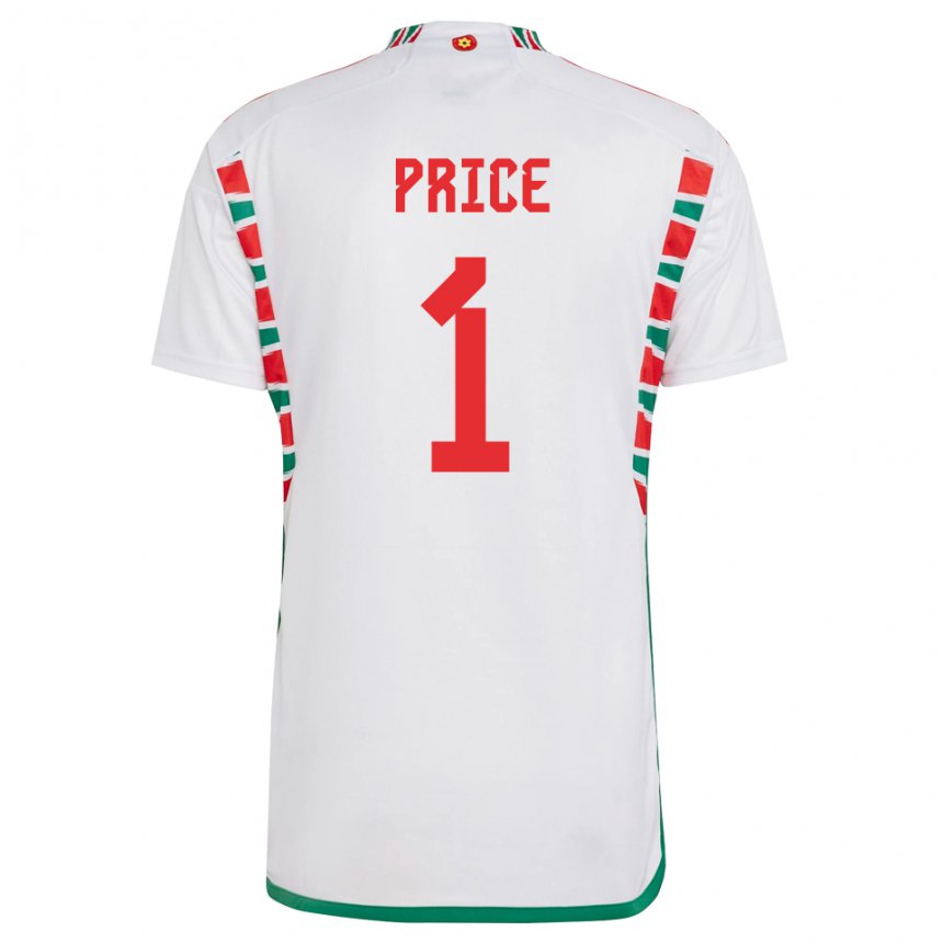 Hombre Camiseta Gales Jo Price #1 Blanco 2ª Equipación 22-24 La Camisa Chile