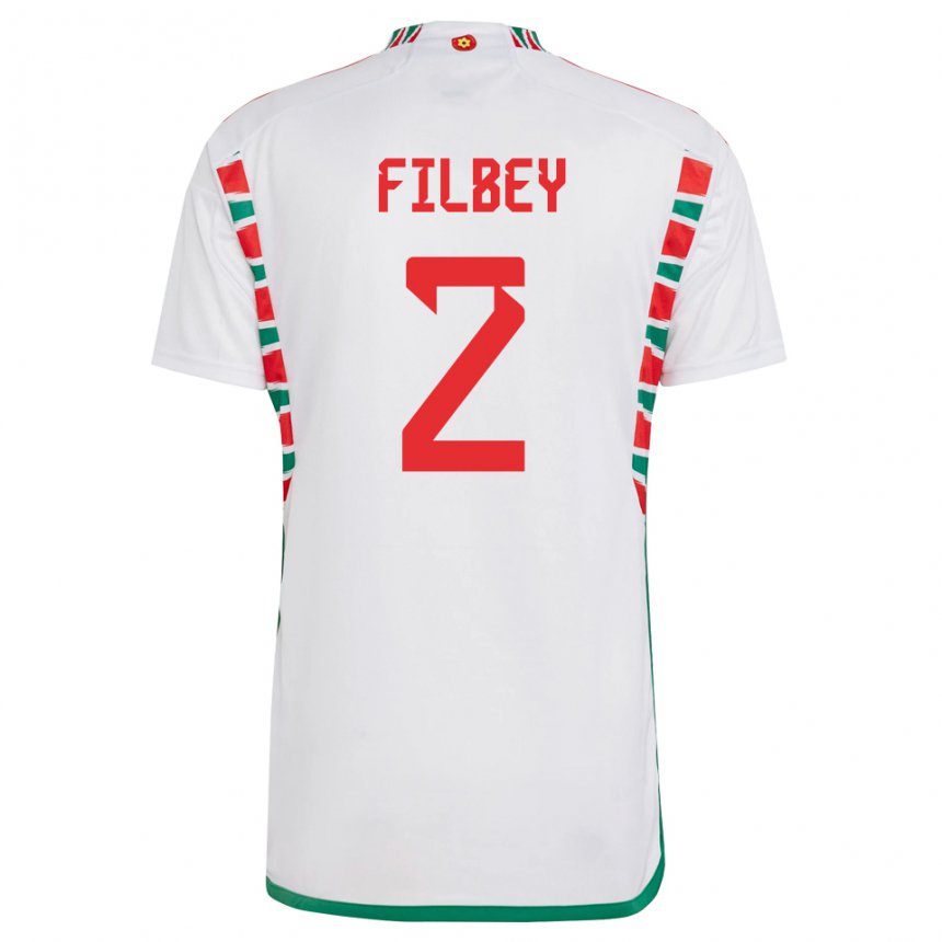 Hombre Camiseta Gales Anna Filbey #2 Blanco 2ª Equipación 22-24 La Camisa Chile