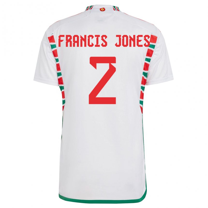 Hombre Camiseta Gales Maria Francis Jones #2 Blanco 2ª Equipación 22-24 La Camisa Chile