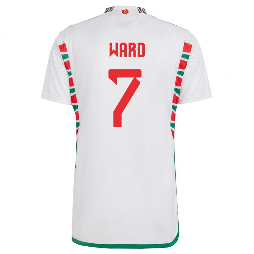 Hombre Camiseta Gales Helen Ward #7 Blanco 2ª Equipación 22-24 La Camisa Chile