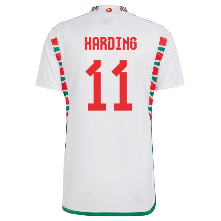 Hombre Camiseta Gales Natasha Harding #11 Blanco 2ª Equipación 22-24 La Camisa Chile