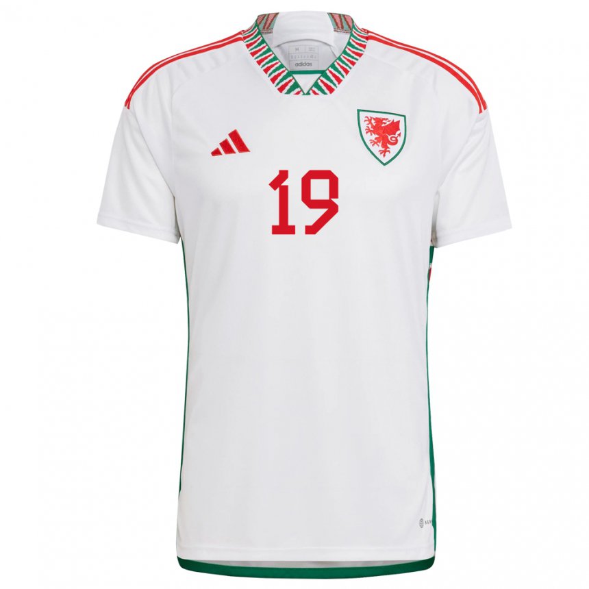 Hombre Camiseta Gales Megan Wynne #19 Blanco 2ª Equipación 22-24 La Camisa Chile