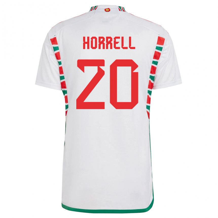 Hombre Camiseta Gales Grace Horrell #20 Blanco 2ª Equipación 22-24 La Camisa Chile