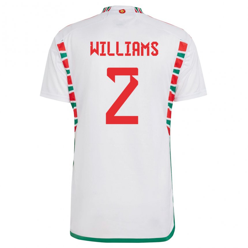 Hombre Camiseta Gales Morgan Williams #2 Blanco 2ª Equipación 22-24 La Camisa Chile
