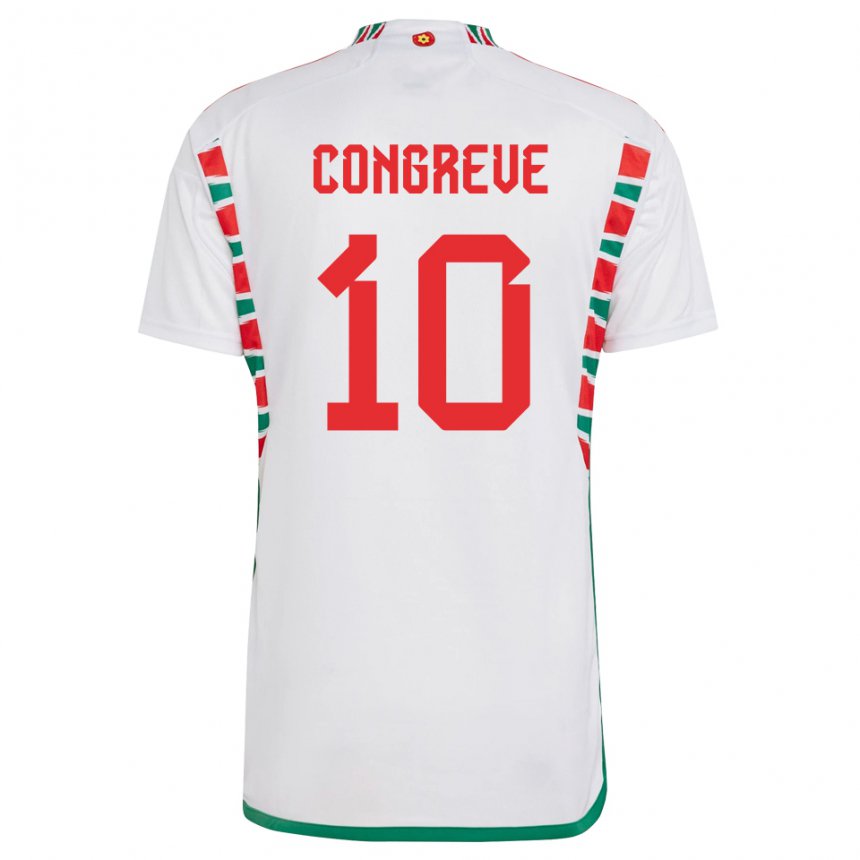 Hombre Camiseta Gales Cameron Congreve #10 Blanco 2ª Equipación 22-24 La Camisa Chile