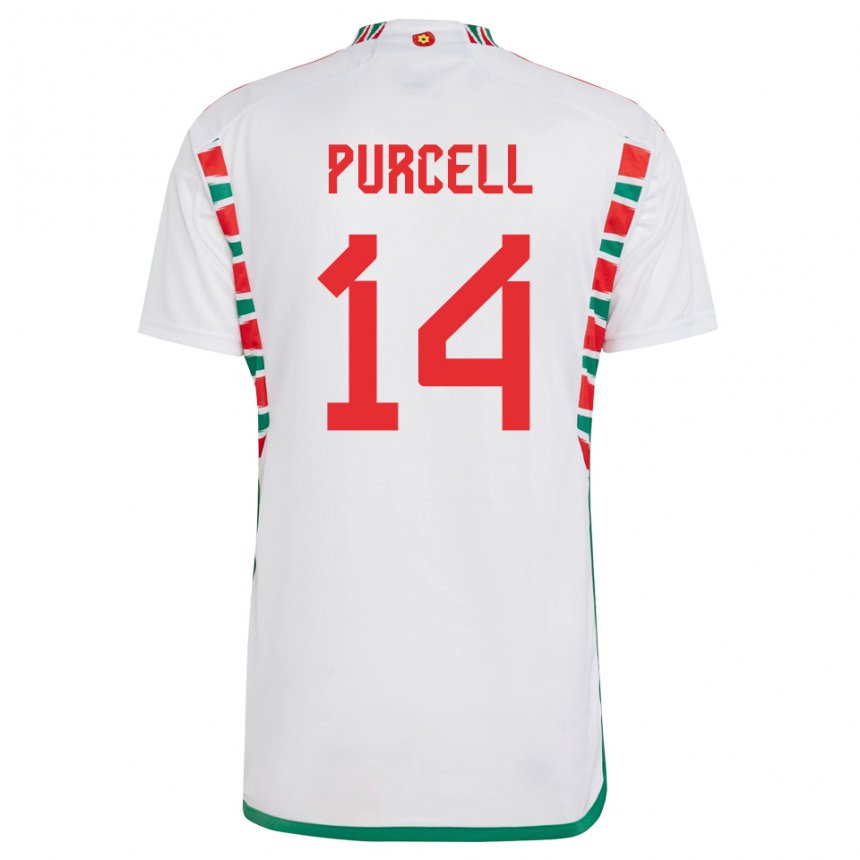 Hombre Camiseta Gales Benjamin Purcell #14 Blanco 2ª Equipación 22-24 La Camisa Chile